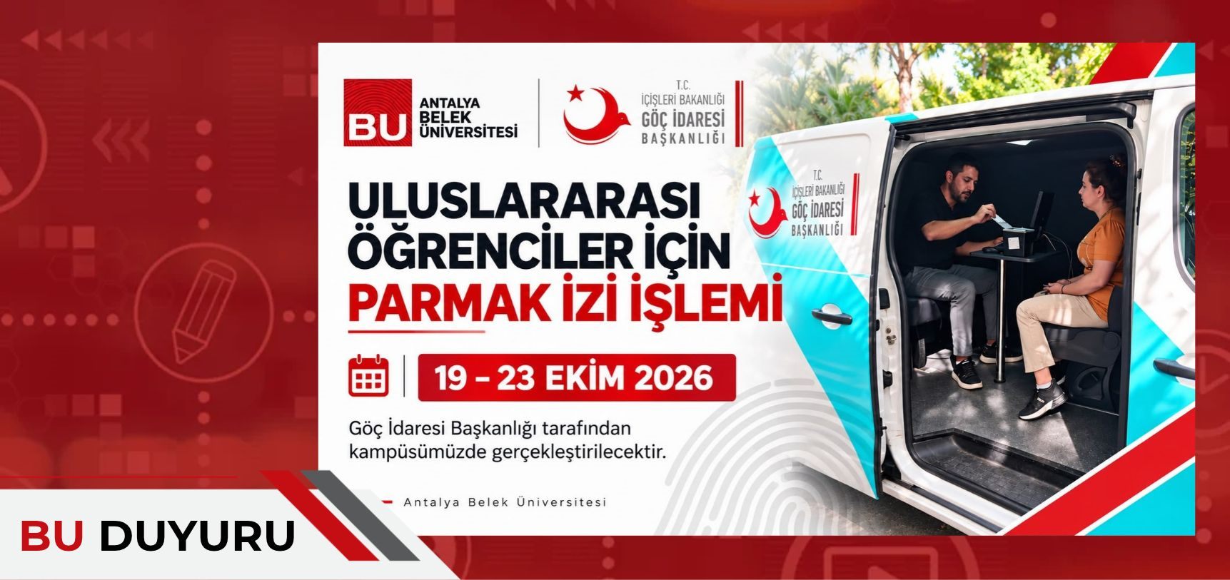 ULUSLARARASI ÖĞRENCİLERİMİZİN DİKKATİNE KAMPÜSTE PARMAK İZİ ALIMI HAKKINDA! kapak görseli